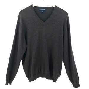 Brooks Brothers V Neck Merino Wool Sweater Size Large in Gray